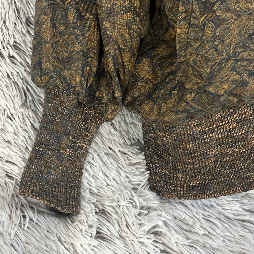 Vintage Linda Allard Ellen Tracy 90's Silk Brown Floral Bomber Jacket Neutral M - Picture 3 of 13